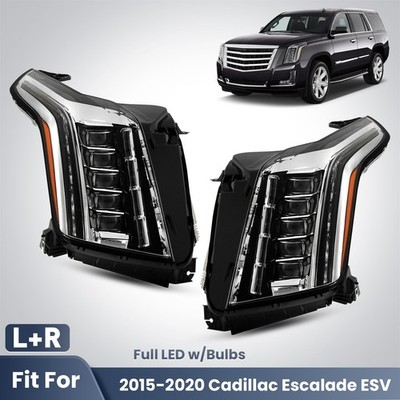 Full LED Headlight For 2015-2020 Cadillac Escalade w/LED DRL Left+Right Pair