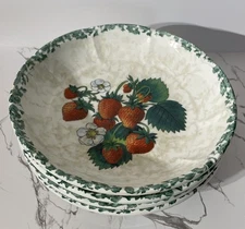 Vintage Himark Italian Pasta Salad Bowl Hand Painted Sponge-Ware Set Of 4