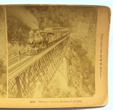 Lot 14 * RAILROAD of Life on BRIDGE Train Stereoview Photograph