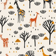 African Animal Safari Printed Cotton Fabric By The Yard