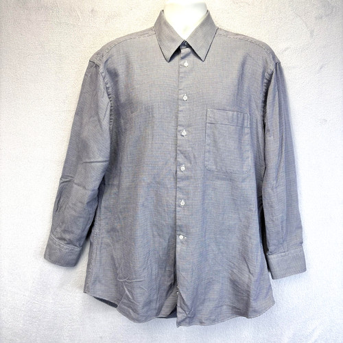 Ermenegildo Zegna, Vintage Ermenegildo Zegna Button Up Dress Shirt Mens 16.5 42 Blue Check Cotton