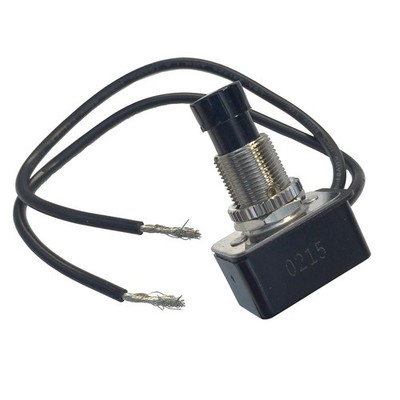 SPST Push-Button Switch - 10A/125V AC, Durable Black with 6-Inch Terminal