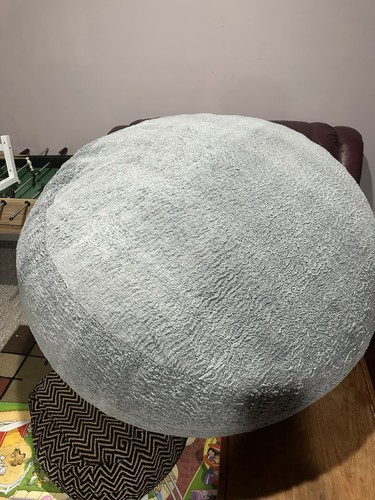 Big Joe Fuf Gray Plush Round Bean Bag Chair, Polyester, 41-50 in Dia