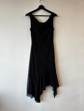 Vintage Wishes Dress Womens Medium Black Asymmetrical Sleeveless Shimmer Evening