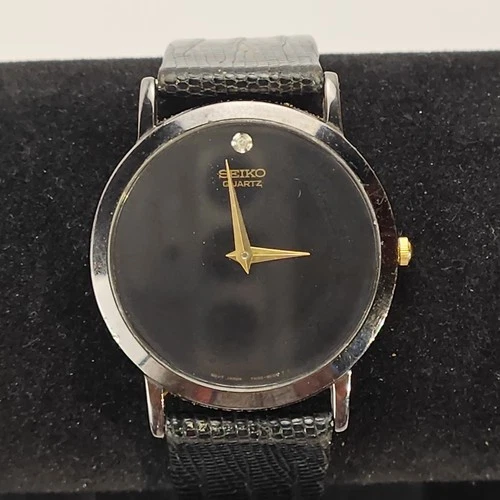 Seiko Men's Vintage Black Dial Quartz Watch 7N00-8A49 New Battery Working