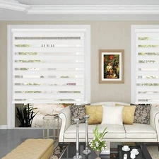 Changshade Custome Cut 85% Blackout Shades Dual Layer Zebra Roller Blinds-White