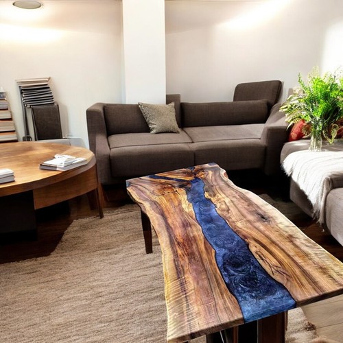 Custom Made Ocean Epoxy Resin Top Dining Table Kitchen Slab Conference Table Dec - Picture 4 of 11