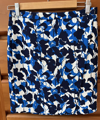 Crew Womens Wrap Pencil Skirt Blue Floral Lined Knee Length