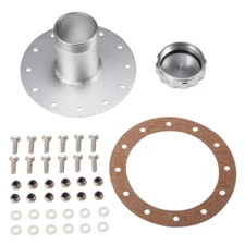 Straight Fuel Cell Fast Fill Filler Neck Silver 12 Bolts Flange Billet Aluminum 