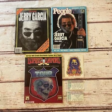 GRATEFUL DEAD MEMORABILIA LOT BACKSTAGE PASSES STICKERS MAGAZINES JERRY GARCIA