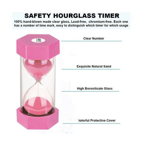 Reloj temporizador de arena irrompible de 20 minutos reloj de reloj de reloj de arena para decoración de juegos rosa 1 paquete - Imagen 2 de 6