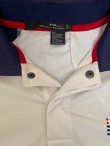 RLX Ralph Lauren White and Blue Polo Men's-Shirt Size L - Picture 5 of 6