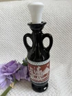 Vtg 1962 Jim Beam Black Glass Decanter-Greco-Roman Design With Milk GlassStopper
