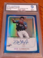 DEE GORDON Rookie AUTO****2011 Bowman BLUE REFRACTOR MINT 9***DODGERS***MAD DOG