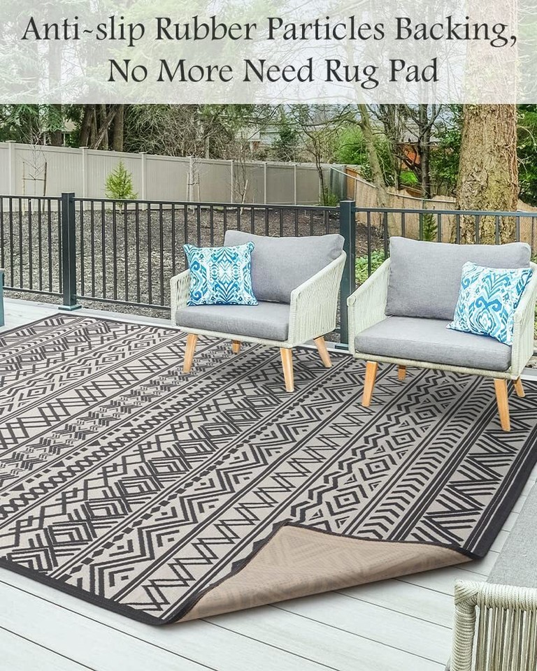Outdoor Rug Carpet 5x8 ft, Flatweave Textured Outdoor Patio Rug Non