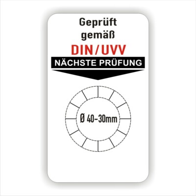 NÄCHSTE PRÜFUNG GEMÄß UVV 40x80mm Grundetiketten / Grundträger / Unter