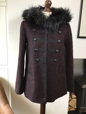 Joe Browns Detachable Faux Fur Hood Trim Jacket Approx Size 12