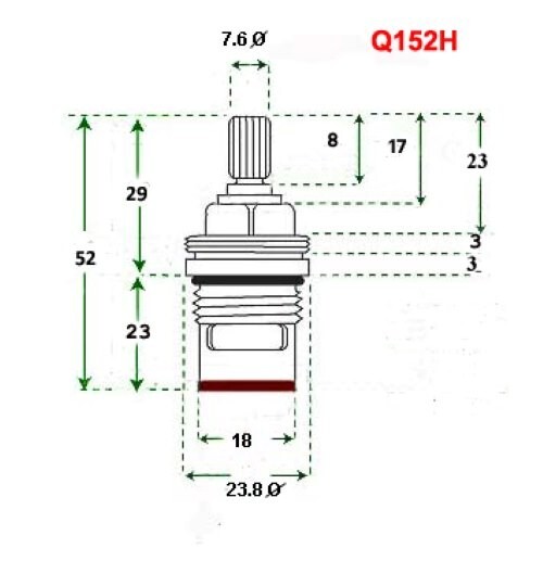 BS5412 XZ 20 Compatible 1/2" Ceramic Tap Cartridge Valve Quarter Turn