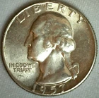 1957 US Washington Quarter Coin 25c Silver Brilliant Uncirculated