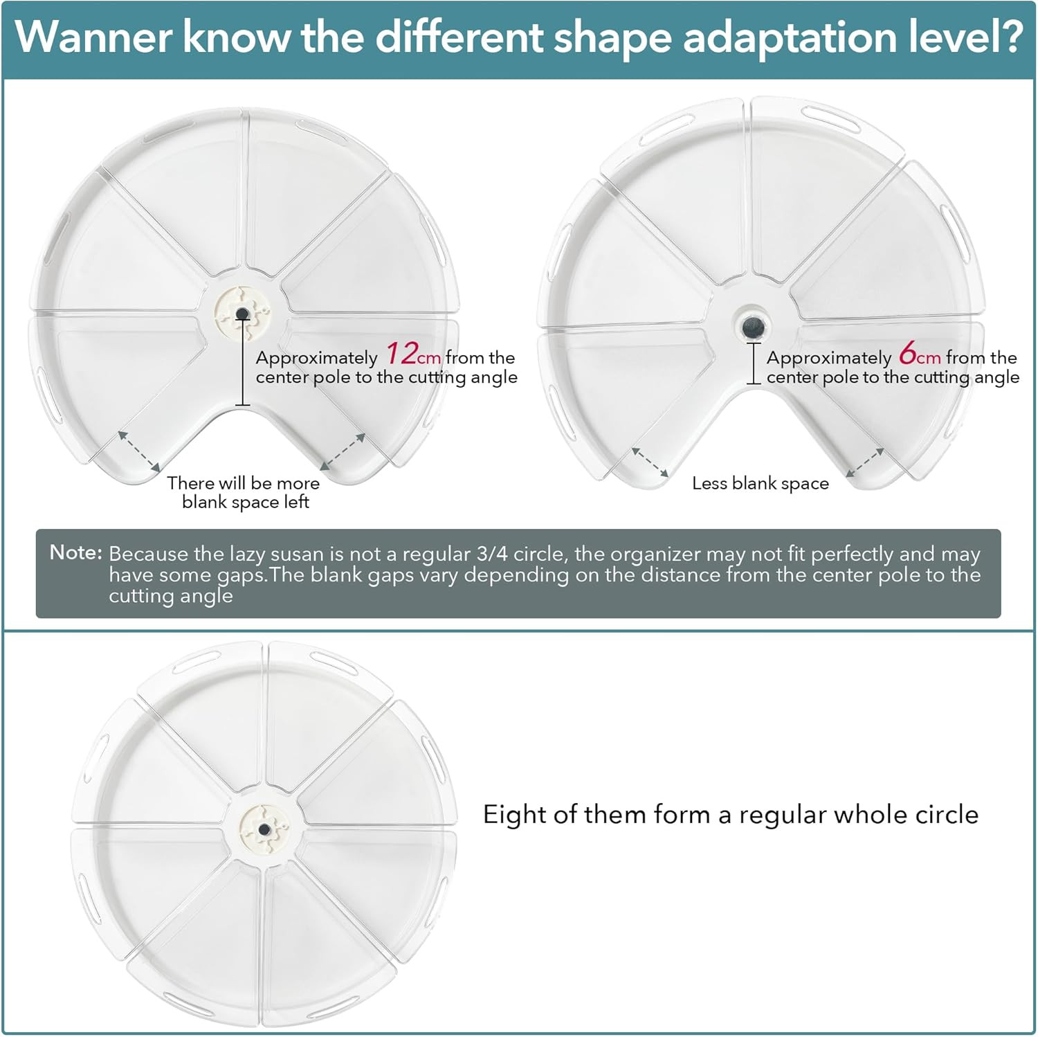 Oubonun Lazy Susan Organizers Set of 4, 10.2”X 9.4”X 4” Plastic Transparent Kitc