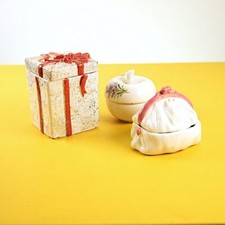 scatoline vintage in ceramica, 3 pezzi