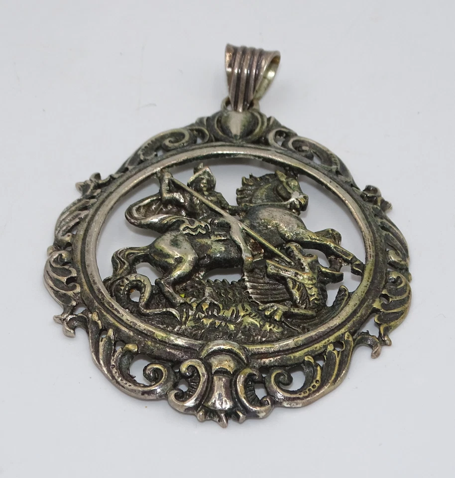 Vintage Drachentöter Anhänger Versilbert - Bild 4 von 4