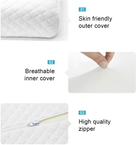 Almohada de espuma viscoelástica cervical, almohadas ortopédicas para dolor de cuello, ergonómicas - Imagen 10 de 12