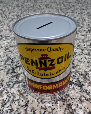 Vintage Pennzoil GT Performance Oil Can - Coin Bank - Circa 1980's - New
