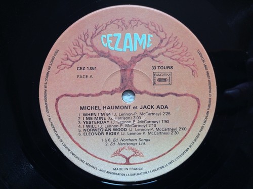 LP 33T MICHEL HAUMONT/JACK ADA "Jouent J. Lennon, P. McCartney, G. Harrison" - - Picture 3 of 4