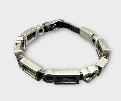 JETTE JOOP Europe 925 Sterling Silver Black Leather Bracelet 12 Charms J22