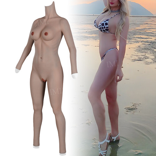 Crossdresser Silicone Breast Forms Full Bodysuit Transgender Fake Vagina Suit - Picture 1 of 13