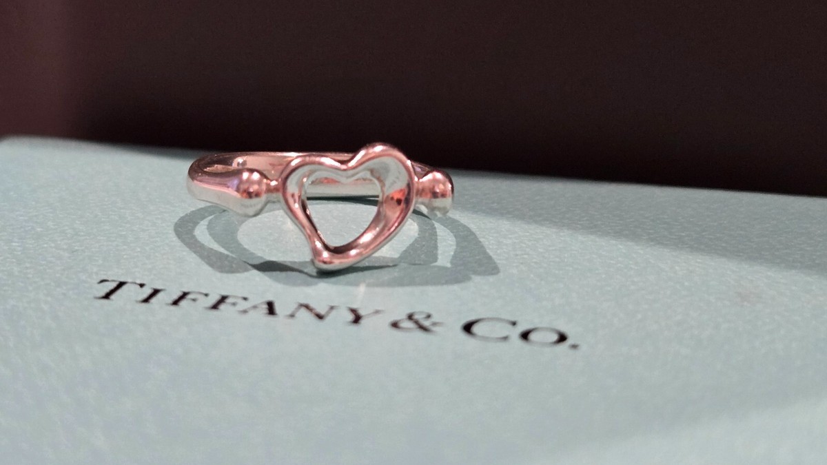 Tiffany & Co. Elsa Peretti Open Heart Ring .925 STERLING SILVER sz