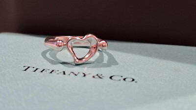 Tiffany & Co. Elsa Peretti Open Heart Ring .925 STERLING SILVER sz