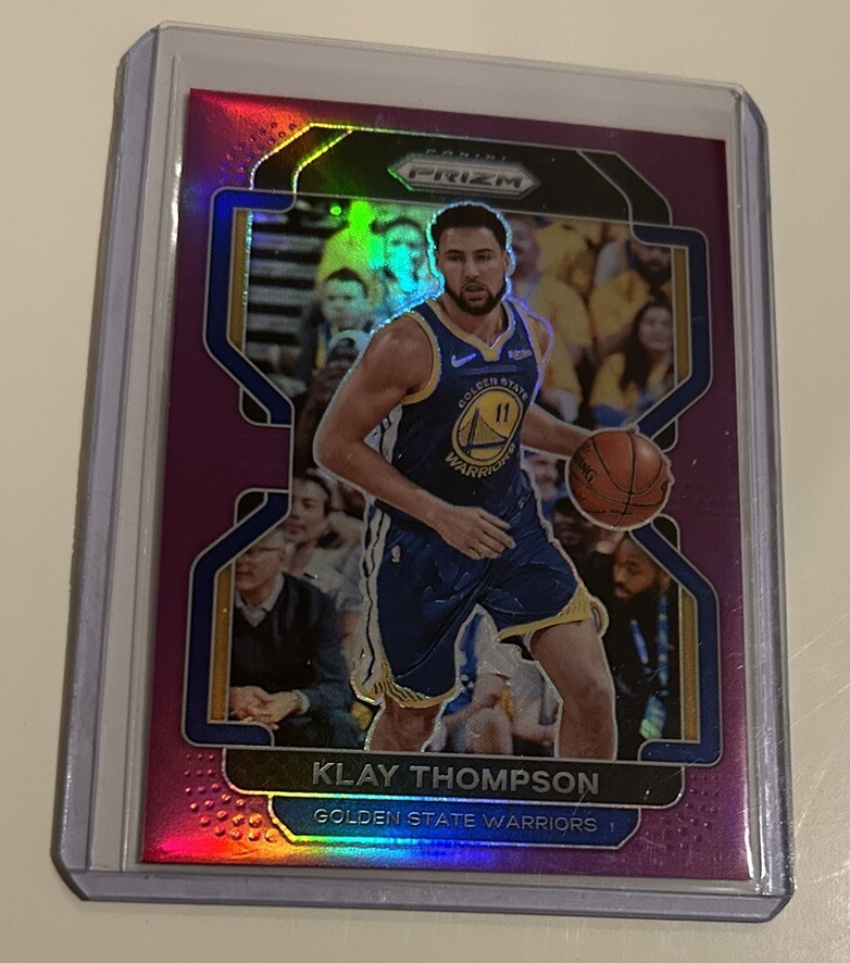 2021-22 Panini Prizm - Purple Prizm #92 Klay Thompson /99 Golden State Warriors