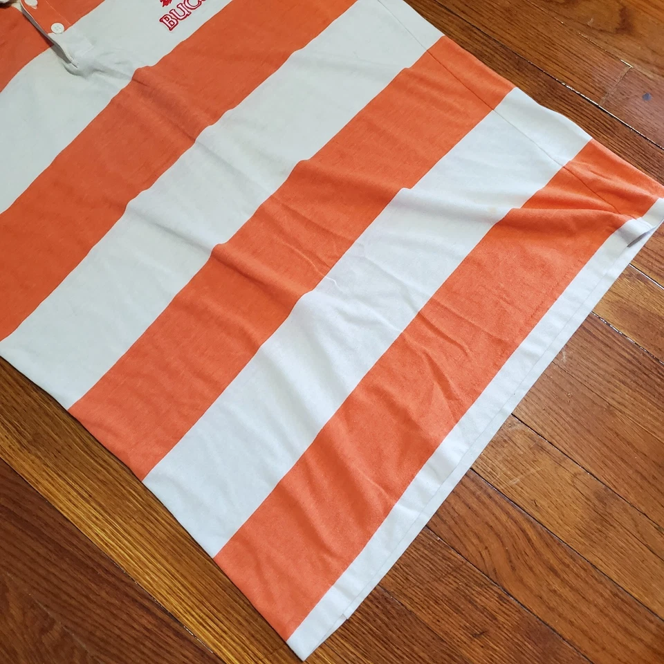 Винтажная рубашка-поло Tampa Bay Buccaneers NFL оранжевая в полоску размер L логотип 7 окрашенная  - Изображение 2 из 4