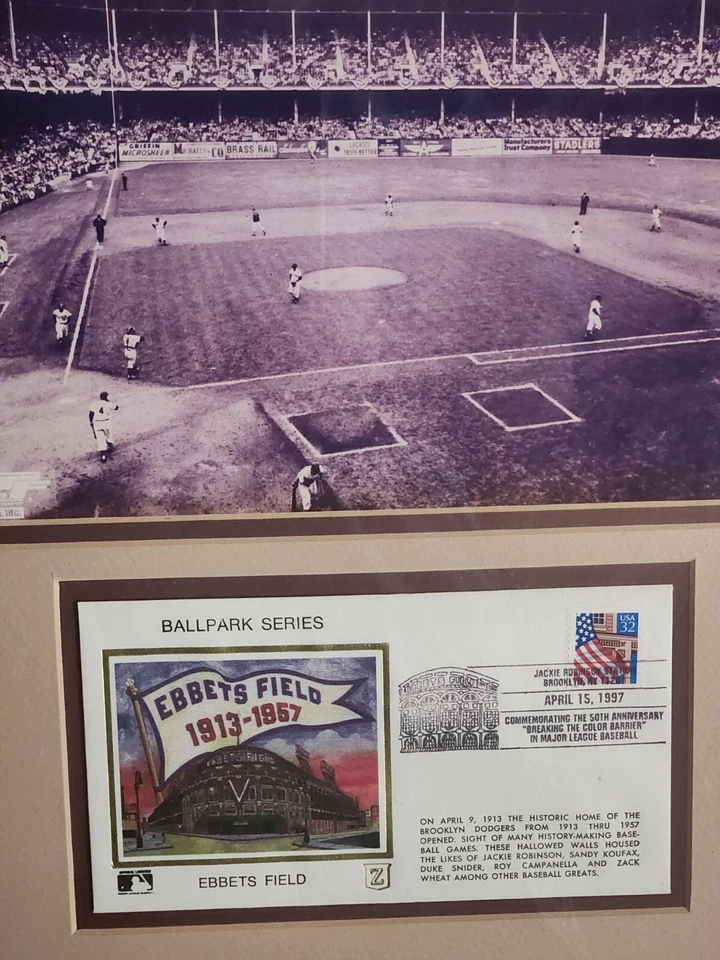 Ballpark Series USPS Framed Ebbets Field 1st Day of Issue Stamp April 15, 1997 - Image 4 of 4