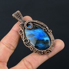 Beautiful Labradorite Gemstone Handmade Copper Wire Pendant Jewelry CCP-030