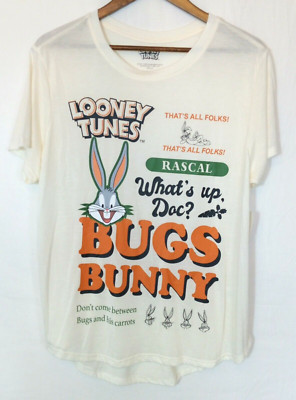 Looney Tunes Bugs Bunny Juniors Short Sleeve Ivory T Shirt Size 3XL