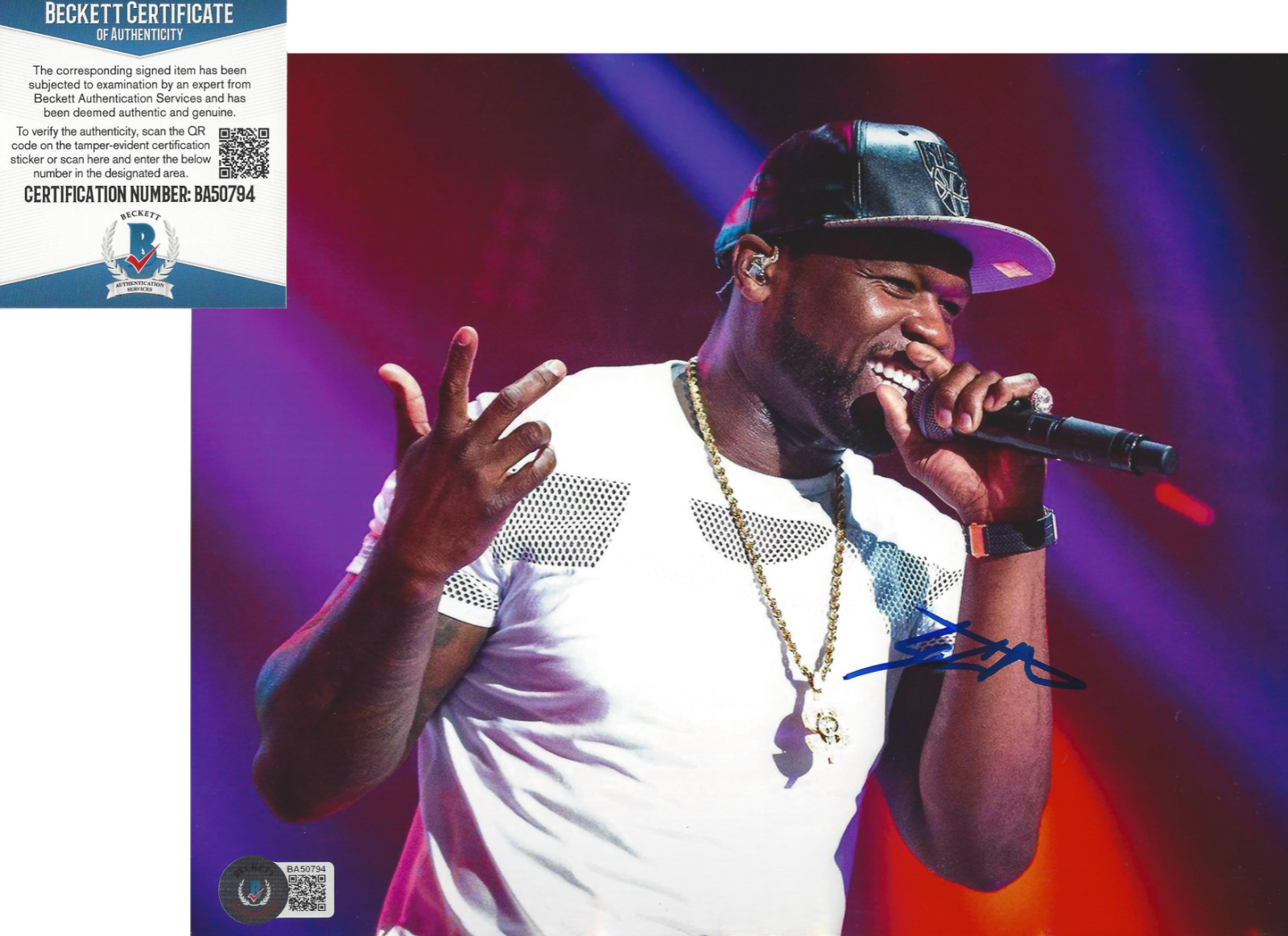 50 Cent Autographed Signed Curtis Jackson 8X10 Photo B Get Rich Or Die Tryin Beckett Beckett COA 