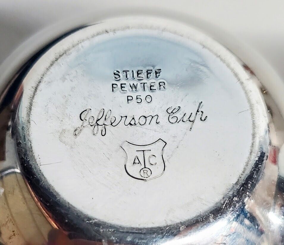 Set of 2 Vintage Jefferson Stieff Pewter Cups Metal 1.5 in Set of 2 Vintage Jefferson Stieff Pewter Cups Metal 1.5 in