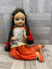 Vintage Handmade Fabric  Asian Clothed Dolls - Posable Doll - 1960s