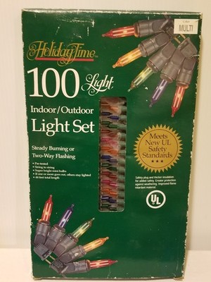Vintage Holiday Time 100 Ct Incandescent Multicolor Christmas Light Set In Box
