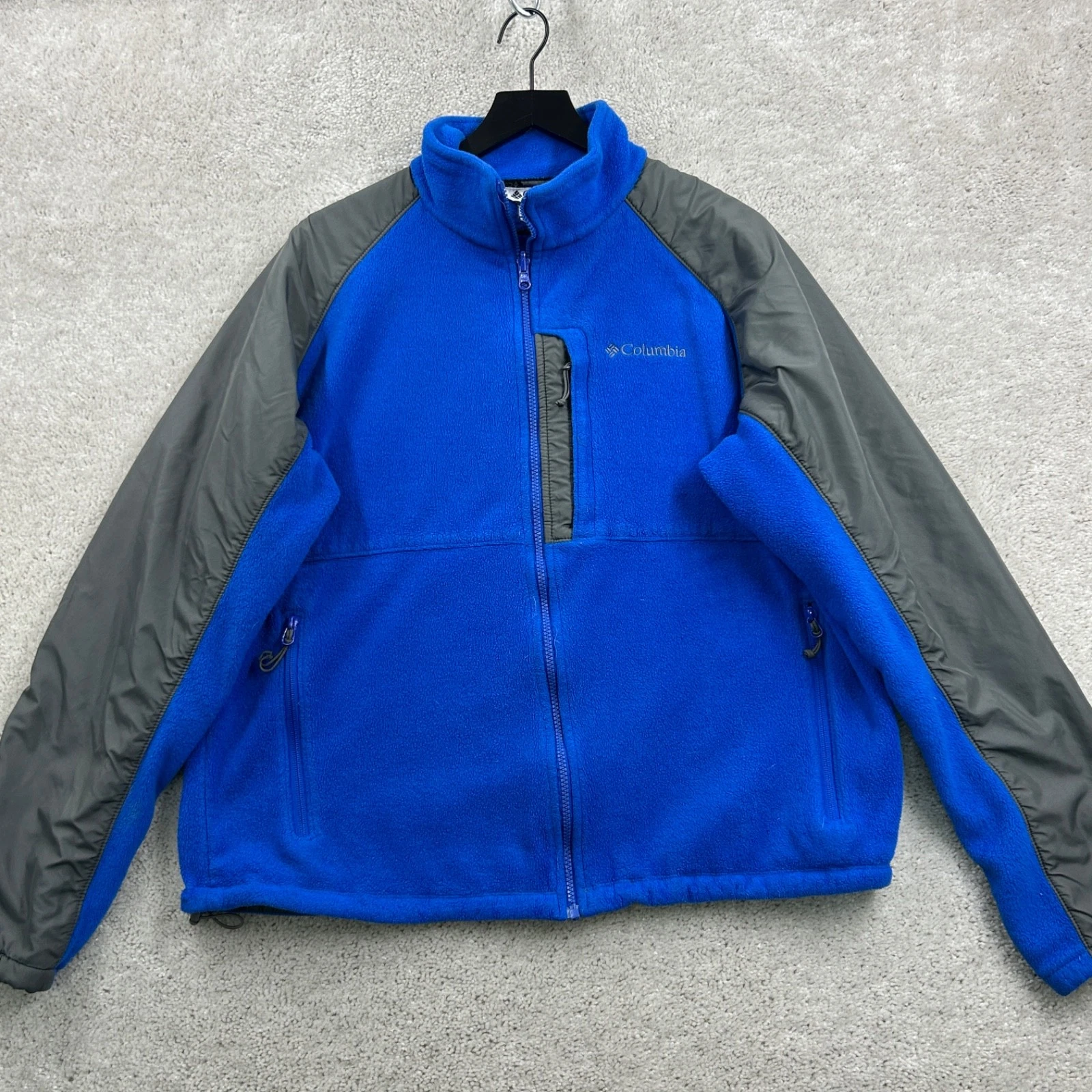 Columbia Fleece Windbreaker Mens Size XL Blue Long Sleeve Full Zip Interchange
