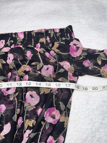 White House Black Market WHBM Floral Print Off The Shoulder Mesh MEDIUM Top EUC - Picture 3 of 11