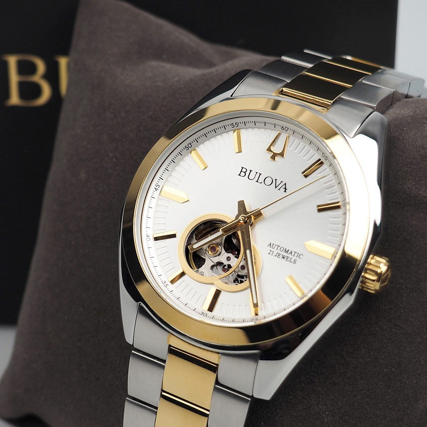 Bulova 98A284 Surveyor Silver Dial Two-tone Men's Automatic Watch 42 mm