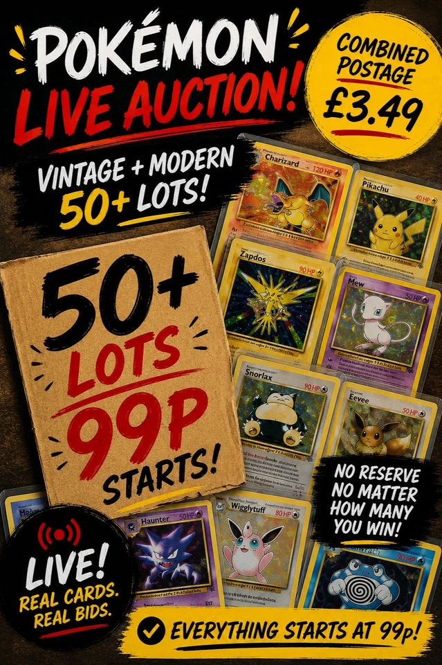 99p Starts (No Reserve) *** 50+ Vintage & Modern Pokémon Card Lots ***