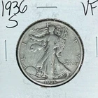 1936-S WALKING LIBERTY SILVER HALF DOLLAR ~ VF  ~NICE COIN ~90% SILVER