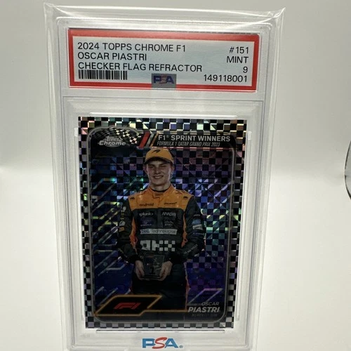 2024 Topps Chrome Formula 1 Oscar Piastri #151 Checker Flag Refractor PSA 9 MINT