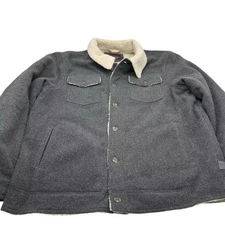 The Normal Brand Mens XL Wool Jacket Sherpa Lined Button Coat Heavy Trucker Barn