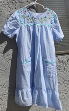 Adonna Sleepwear Women's Blue Embroidered Ruffle Hem Nightgown Size S